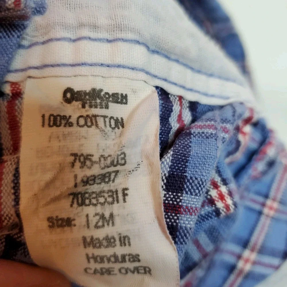Vintage Osh Kosh Bgosh Blue Red Plaid Short Overalls Vestbak‎ 12 Months